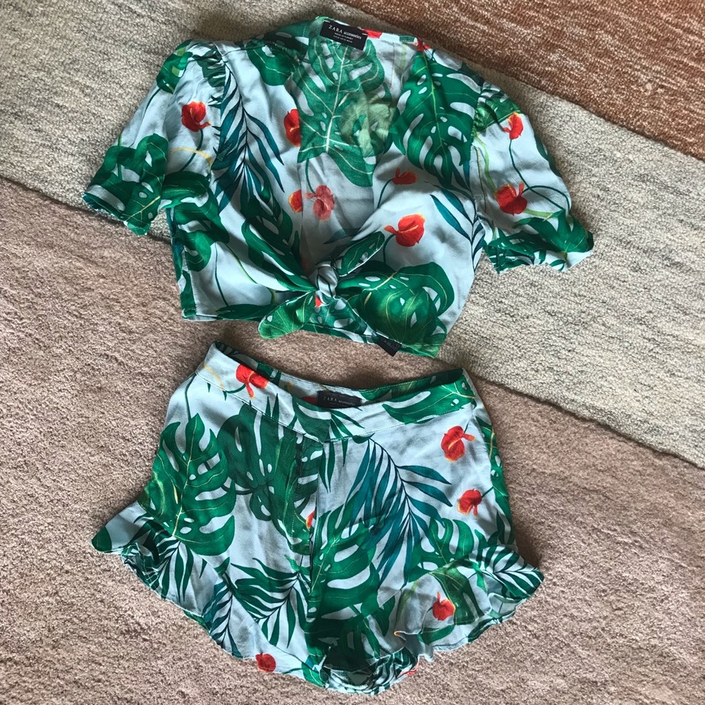 Zara tropical flutter shorts